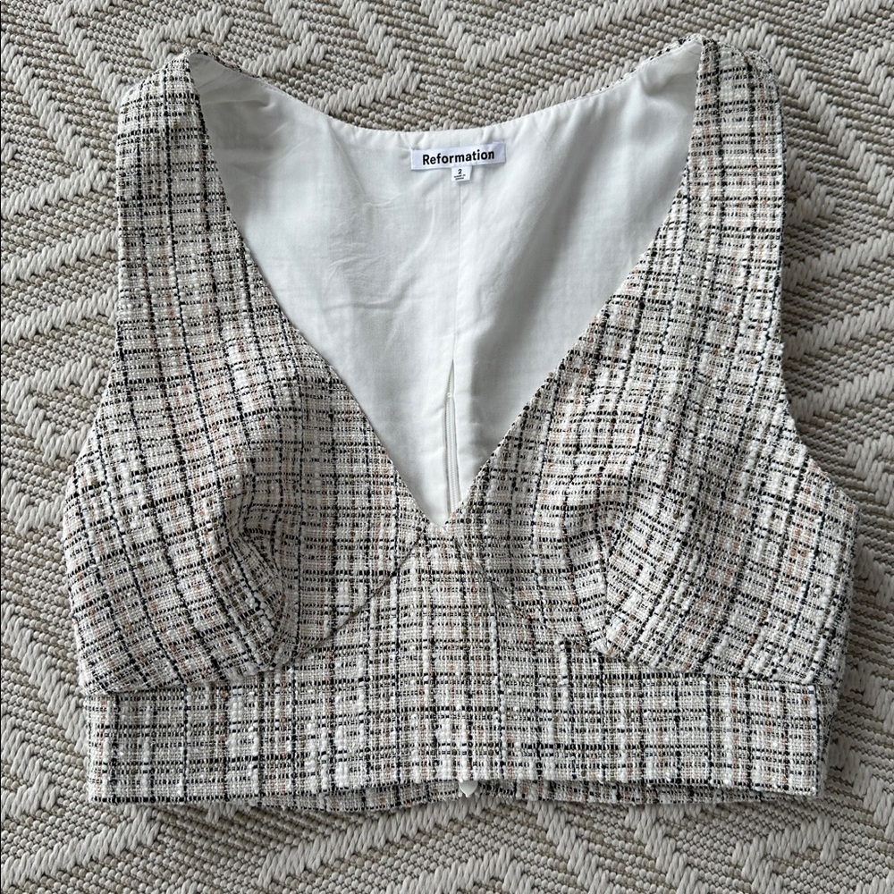 Reformation Zuri Top- in Natural Tweed